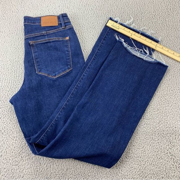 Judy Blue Women's Straight Fit Raw Frayed Hem High Rise Jeans | Size: 11/30 - Picture 7 of 13